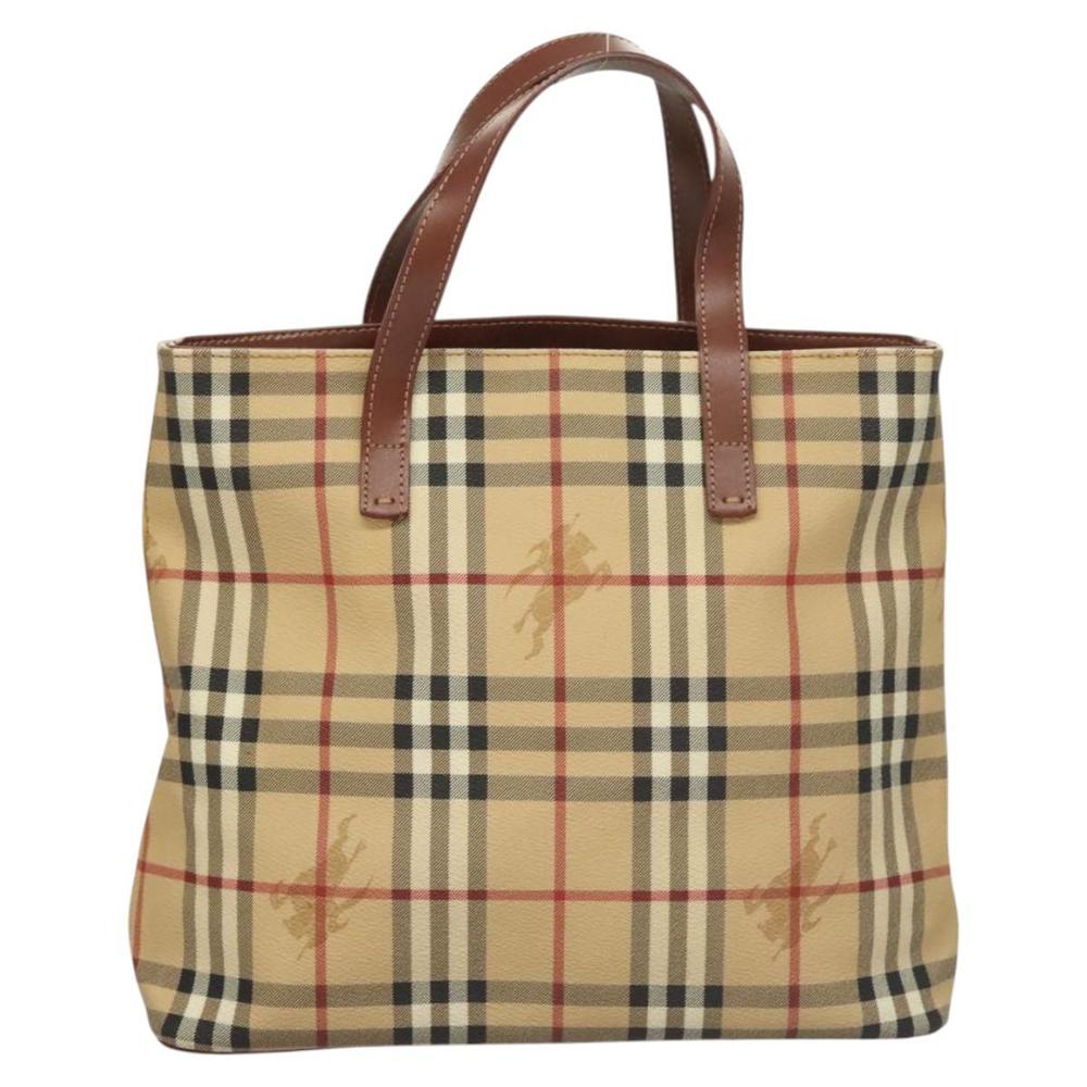 BURBERRY Nova Check Hand Bag PVC Beige Auth 121466 - Picture 2 of 16